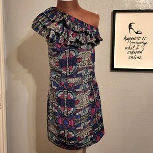 Anthropologie Postella Ruffle One Shoulder Dress